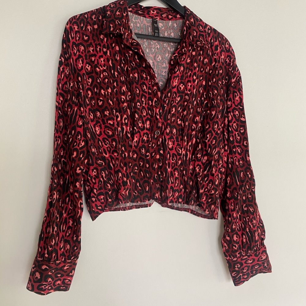 Zara Trf button down leopard top